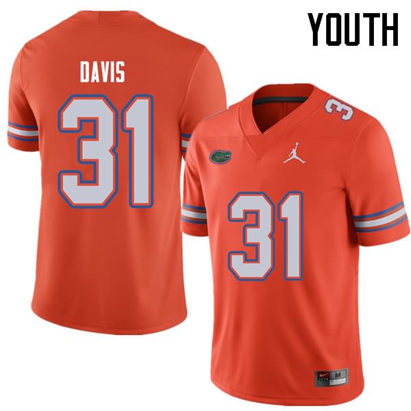 Youth NCAA Florida Gators Shawn Davis #31 Stitched Authentic Jordan Brand Orange College Football Jersey GHH3865YW